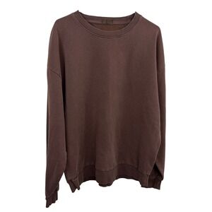Nuuds Sweatshirt Womens Large Brown Oversized Crewneck Pullover Drop Shoulder